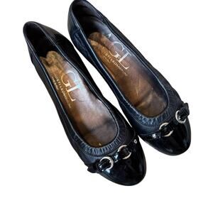 AGL Black Leather Cap Toe Classic Flats Womens 36 Designer Slip On Shoes